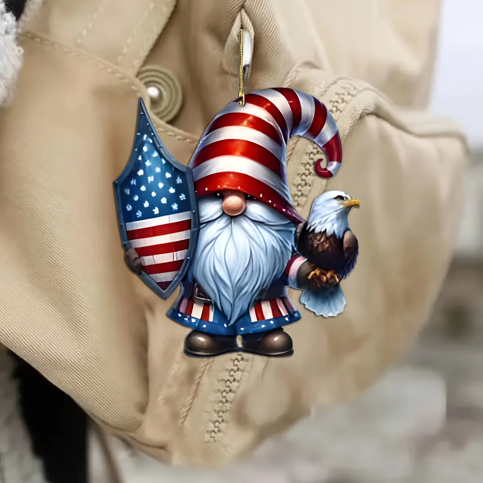 2D Fun Independence Day Pendant Cute Flat Acrylic Hanging Home Decor Festive Holiday Gift For Friends Him Auto Interior Ornament