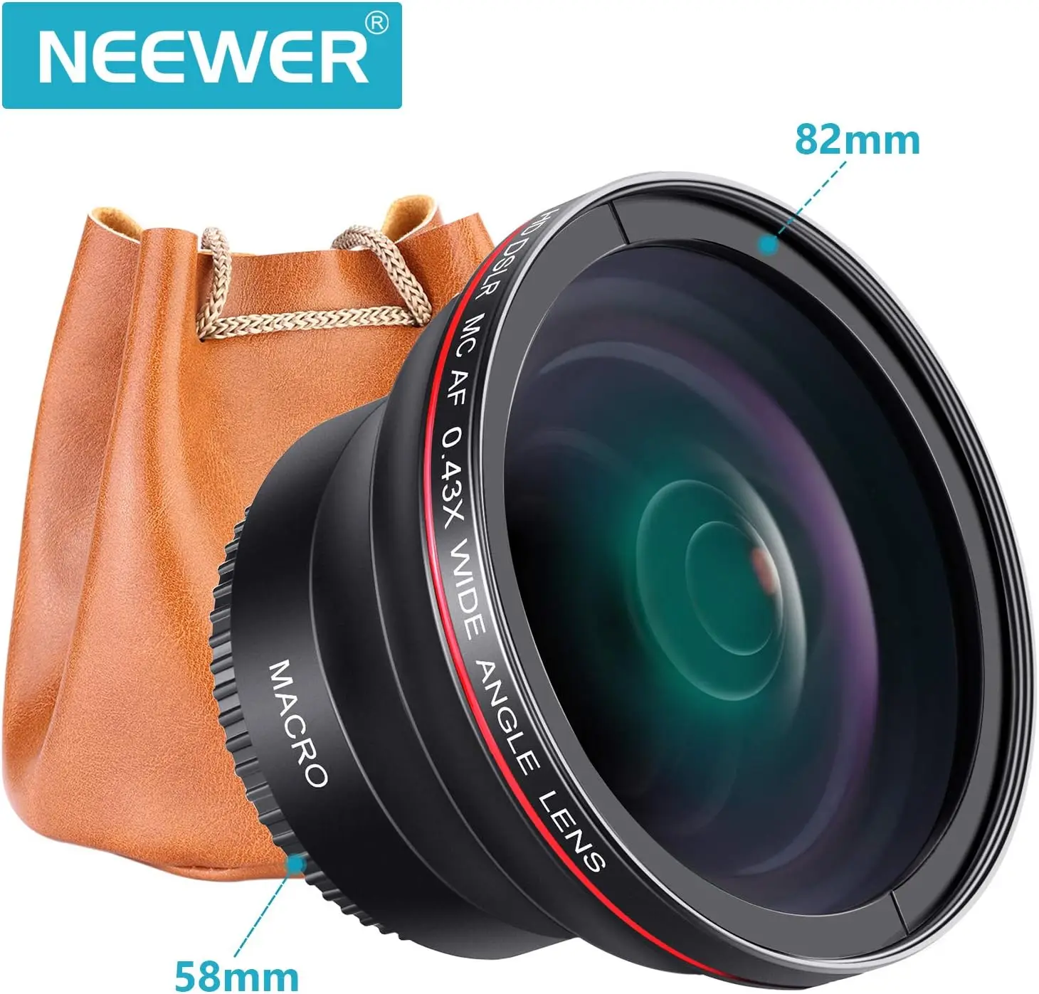 Neewer 58MM 0.43x Professional HD Wide Angle Lens (Macro Portion) for Canon EOS Rebel 77D T7i T6s T6i T6 T5i T5 T4i T3i T3 SL1