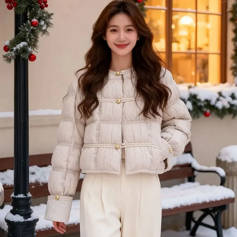 

Корейская легкая теплая хлопковая куртка, женская верхняя одежда, зимнее новое модное пальто с ромбовидным узором