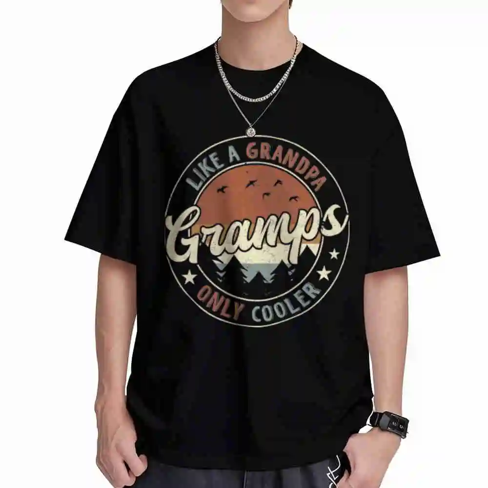 Gramps Like A Grandpa Only Cooler Father's Day Retro Short Sleeve Tee 100% Cotton T-Shirt