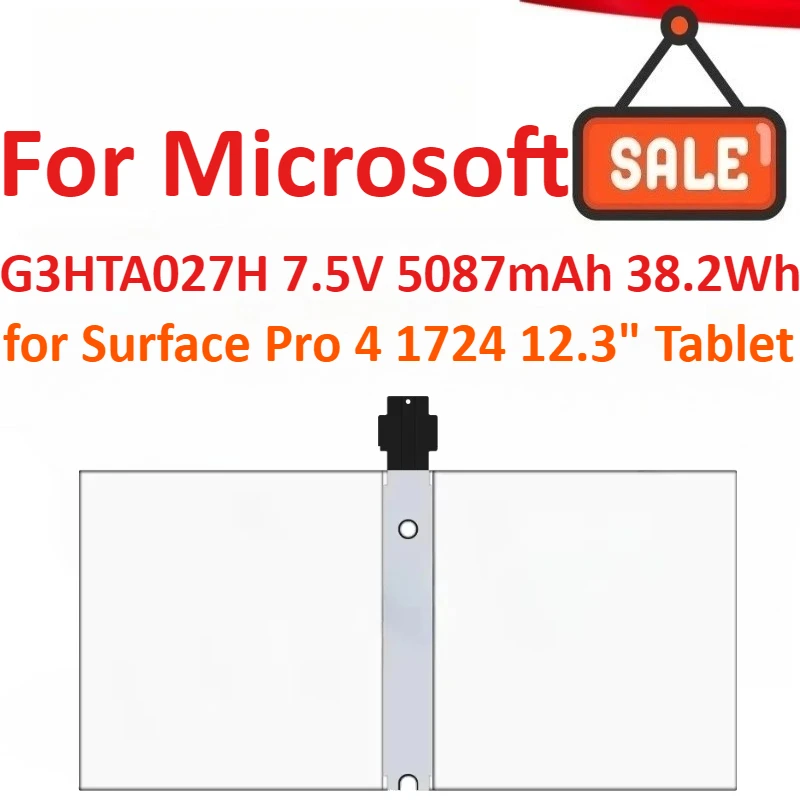 

New G3HTA027H 7.5V 5087mAh 38.2Wh Tablet Battery For Microsoft Surface Pro 4 1724 12.3" Tablet High Quality Rechargeable Battery