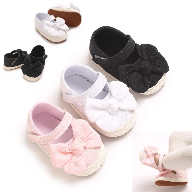 Cute Spring and Autumn 0-18M Princess Shoes with Large Bow Decoration Soft Bottom Comfortable Baby Walking Shoes