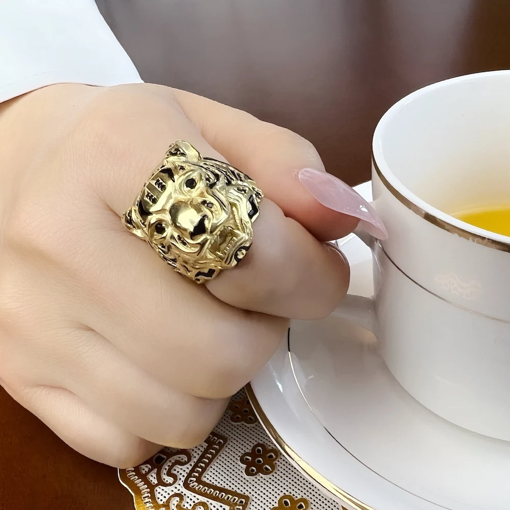 Ring Golden Tiger Rebel Fine Jewelry For Women Men,2022 Brand New Personal Lucky Gift In 925 Sterling Silver