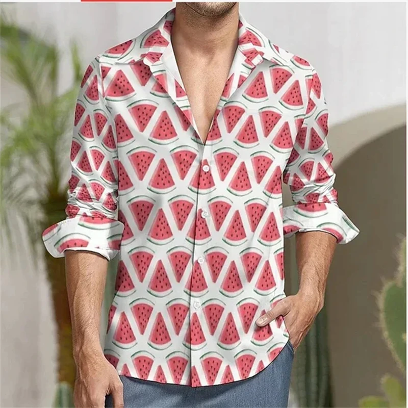 Hawaii New Men's Shirt 3D Line Long Sleeve Shirts Holiday Party Oversized Blouses Summer Female Clothing 2024 Tees Tops Lapel