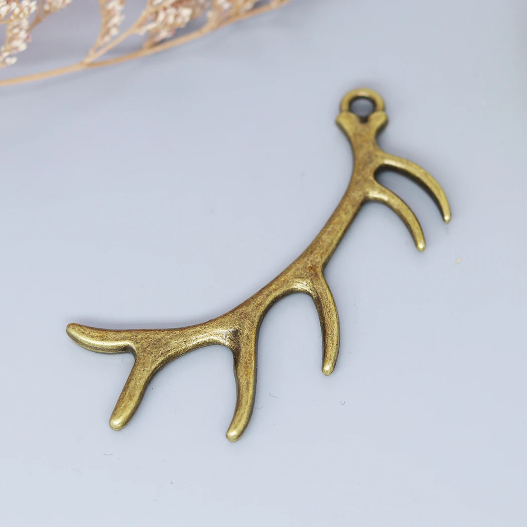 5PCS Antlers Charms Antique Sliver Plated Antique Bronze Color Charm Pendant For Bracelet Jewelry Findings