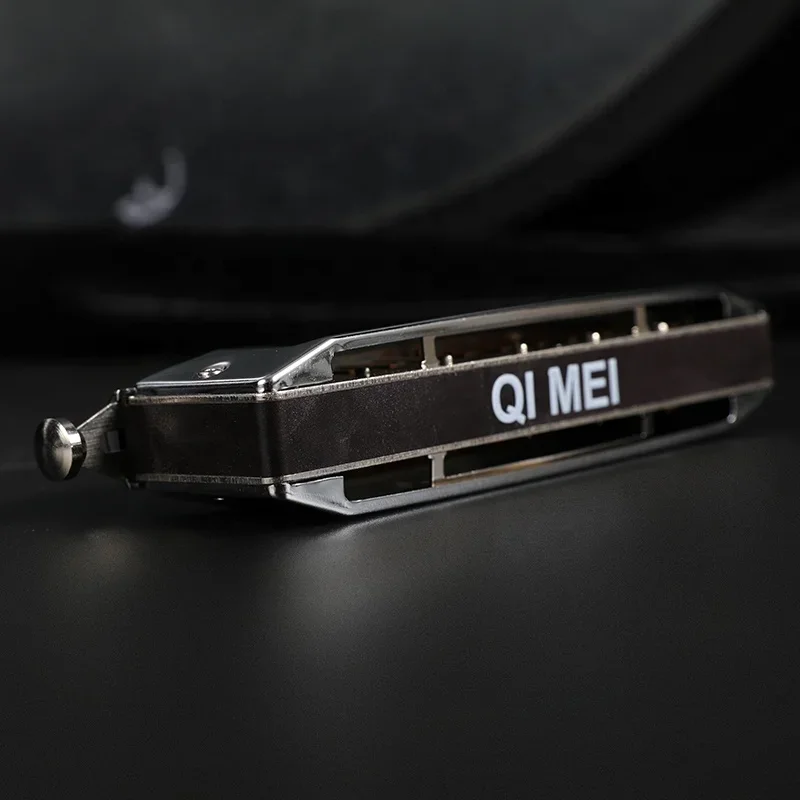 QiMEI Stainless steel 12 hole 48 notes Polyphonic C Chromatic harmonica Music instrument for profession perform