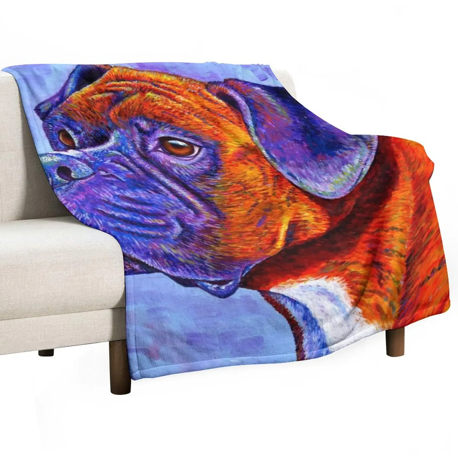 

Devoted Guardian - Colorful Brindle Boxer Dog Throw Blanket Blankets For Baby Hairy Hair Fashion Sofas Blankets