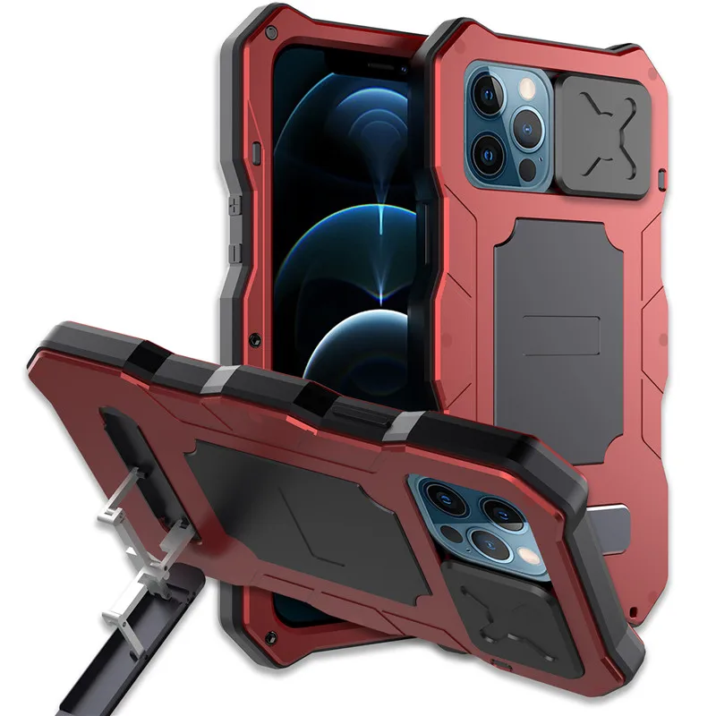 

Heavy Duty Rugged Armor Phone Case for Iphone 13 12 Pro Max Cases Metal Aluminum Shockproof Kickstand Cover for iphone 13 12 Pro