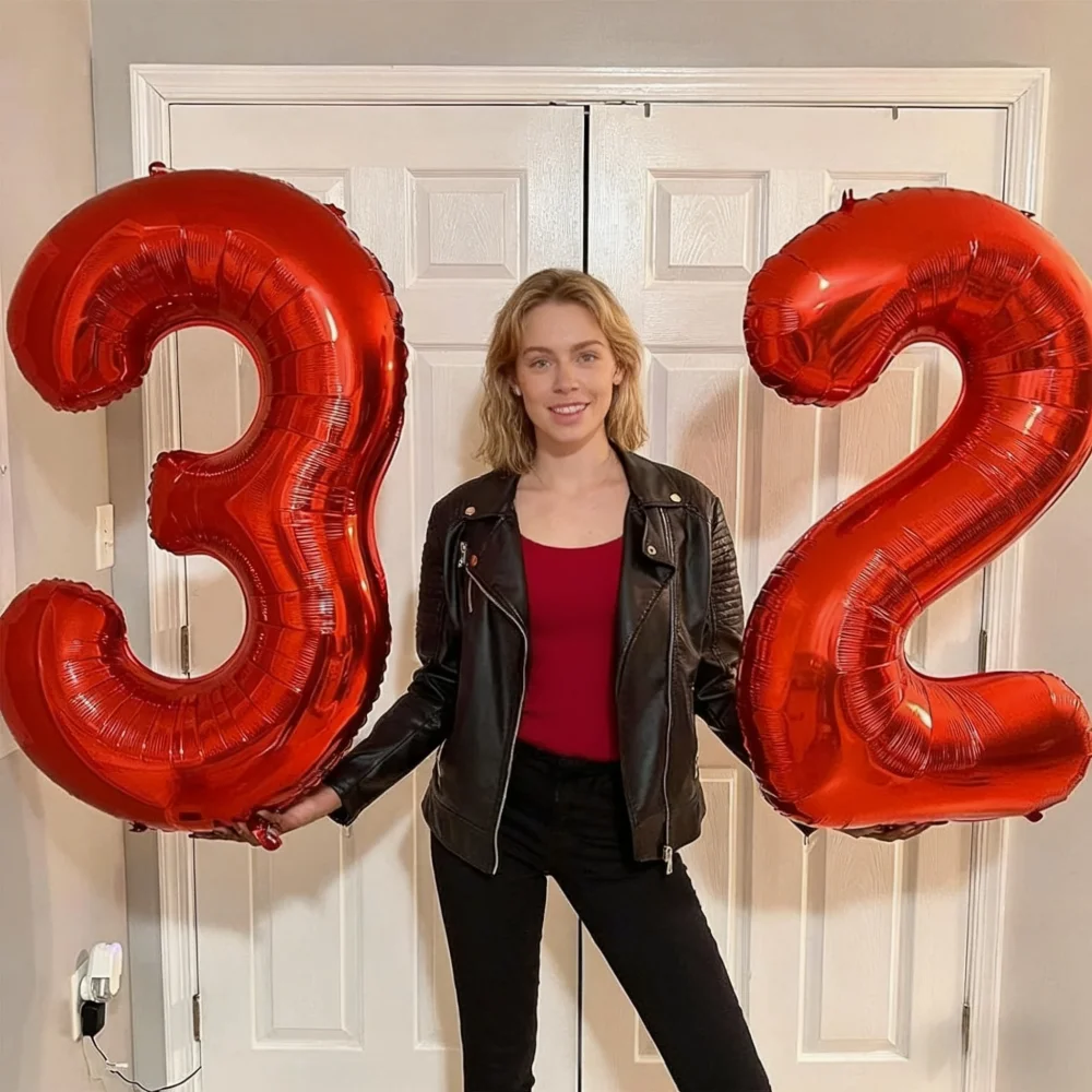 

40inch Red Large Foil Number Balloon Birthday Party New Year Wedding Baby Shower Anniversary Decor Background Inflation Balloons