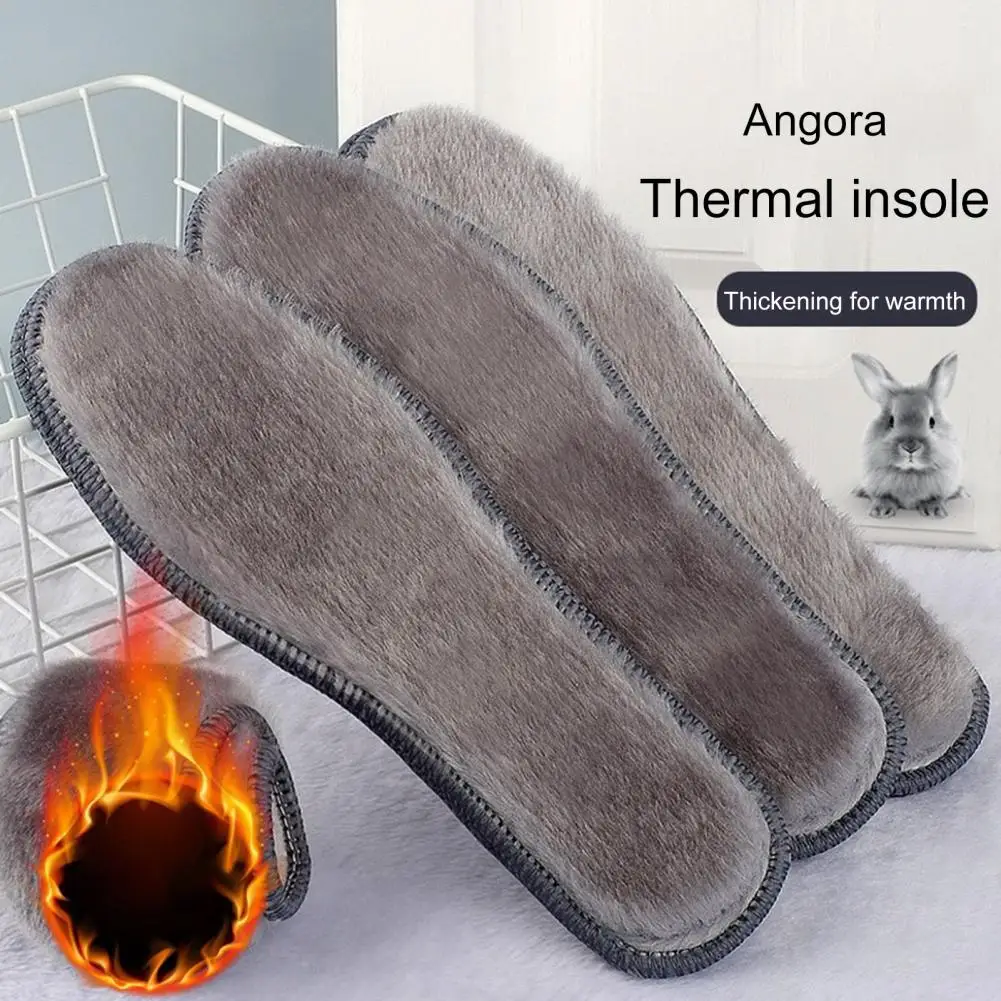 2 Pairs Winter Warm Plush Insoles Thicken Faux Fur Fleece Shoes Insert Fluffy Thermal Shoe Pads for Men Women Boot