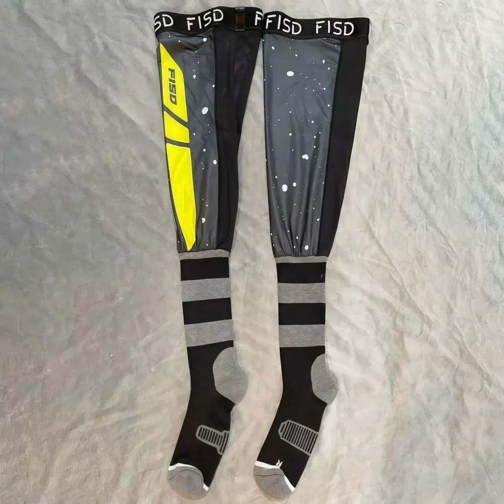 Elastische Motorrad-Kniebandagen Eisseide Rutschfeste Motocross-Kniesocken Kompression Coole Muster Motorrad-Sportsocken – Detail 5