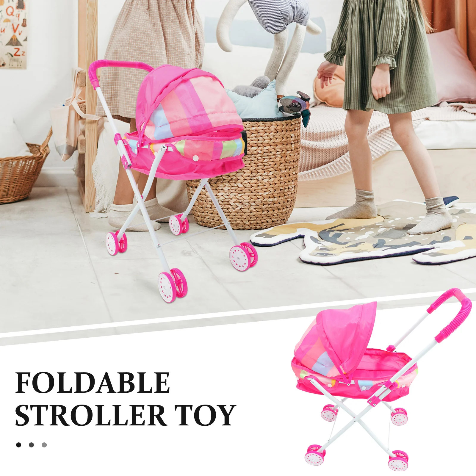 Stroller Small For Dolls Play Game Movable House Accessories Toy Carriage Decorations Mini Toys