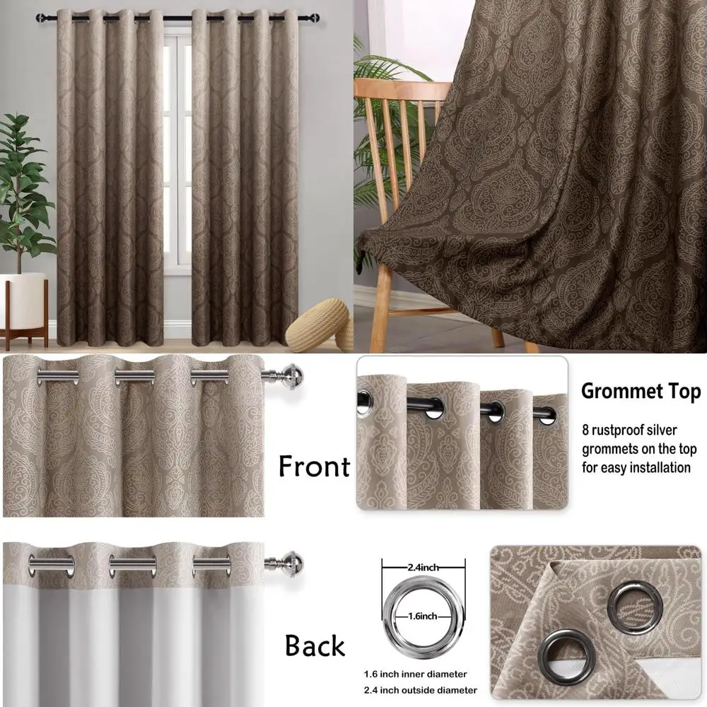 

Дамасские плотные шторы с термоизоляцией Ombre для спальни и гостиной, энергосберегающие люверсы