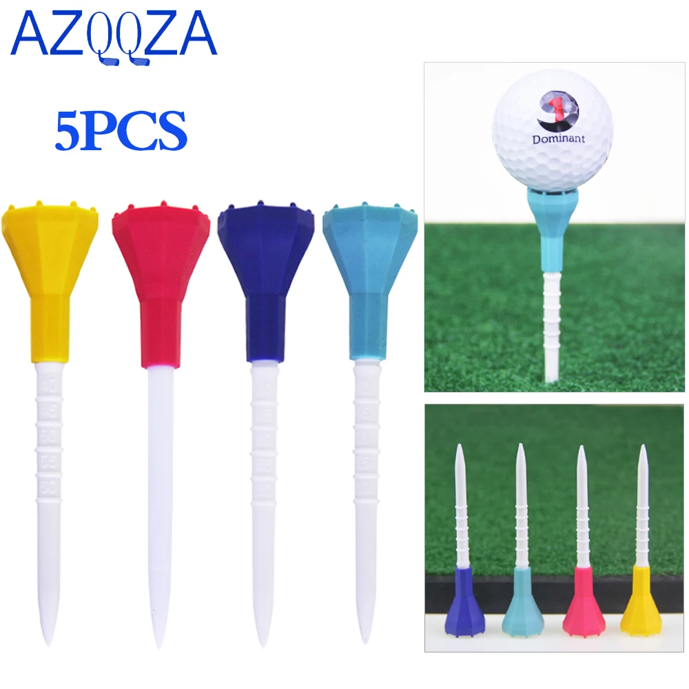 5Pcs/Lot Depth Mark Plastic Golf tess with Wide Soft Rubber Cover 3.42