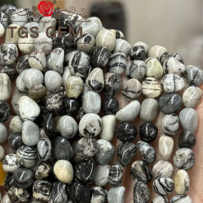 

Factory 6-8mm black mesh irregular gemstone fragment shaped gemstone bead DIY bracelet necklace earring accessories 15 ''