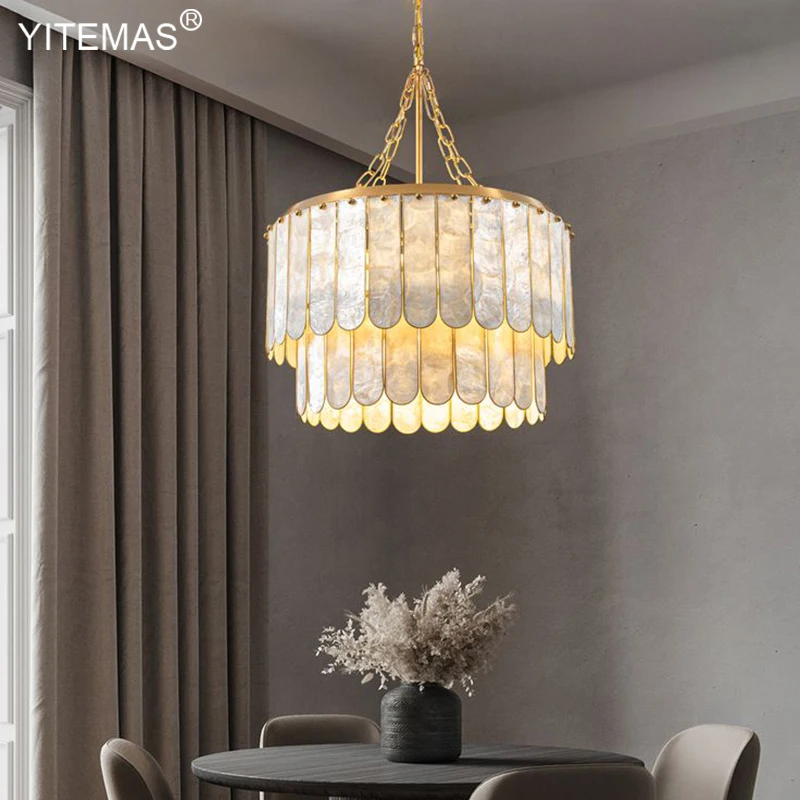 Imagem -05 - French Shell Chandelier com Gold Hanging Lighting Lustres para Sala de Estar Quarto e Cozinha Farmhouse Dining Room Lâmpadas