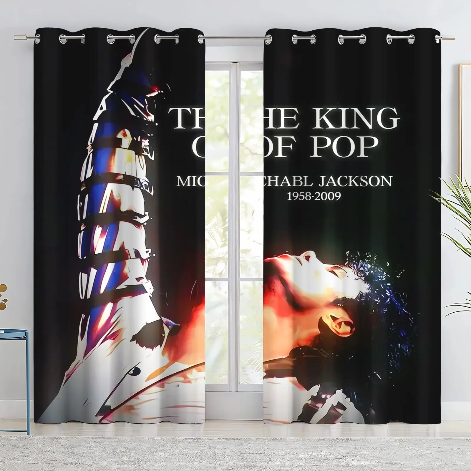 Michael Jackson Blackout Window Curtain Yellow Portrait Print Eyelet Curtains Living Room Bedroom Home Decor Drapes