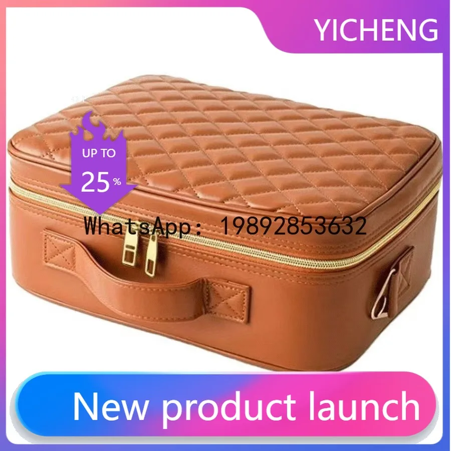 

Hys premium makeup bag mirror cosmetic case portable large capacity detachable storage makeup organizer