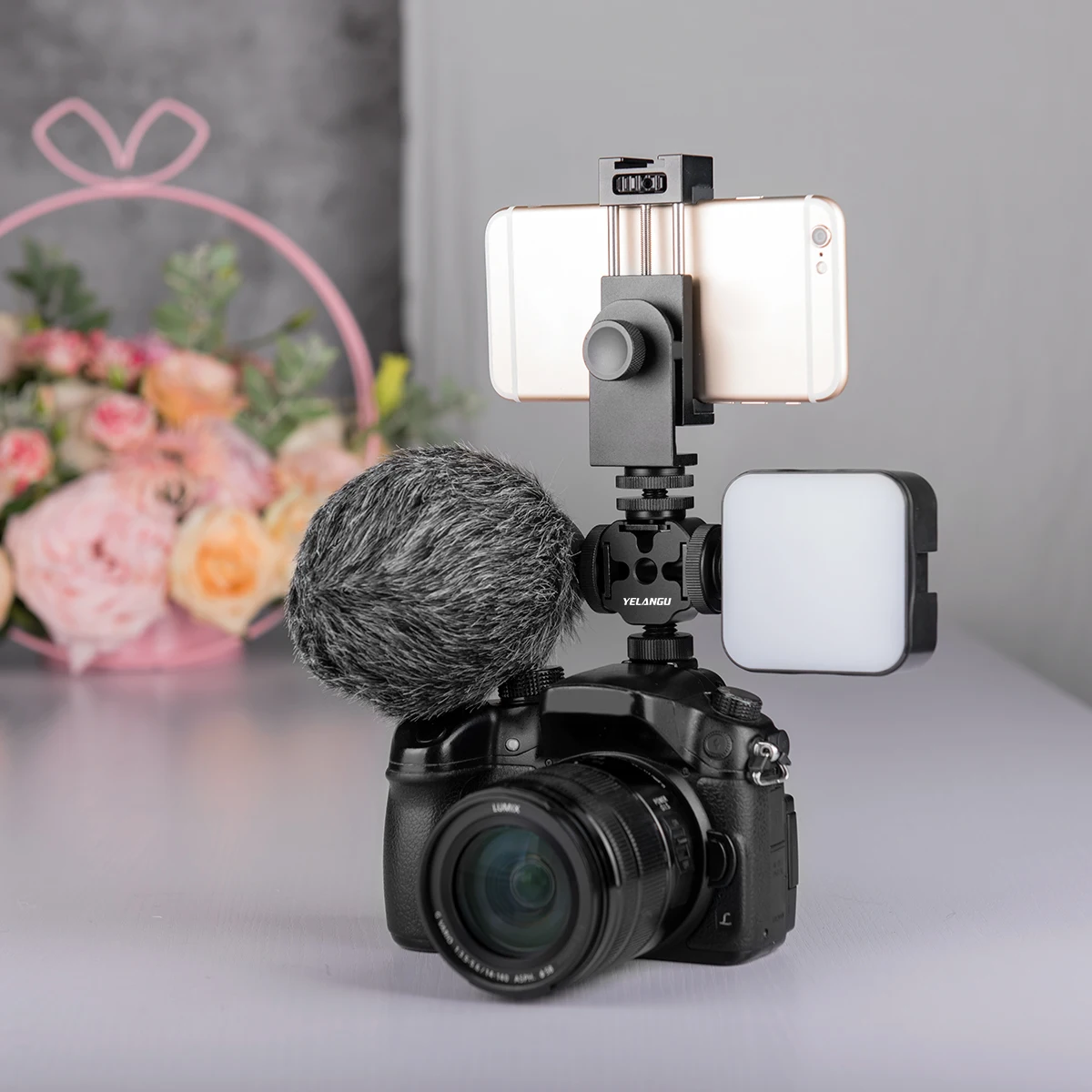 YELANGU3 w 1 wspornik pasek rozszerzenia zimnego Adapter do montażu do aparat telefon potrójnego mocowanie płyty do gorących butów wideo Vlog