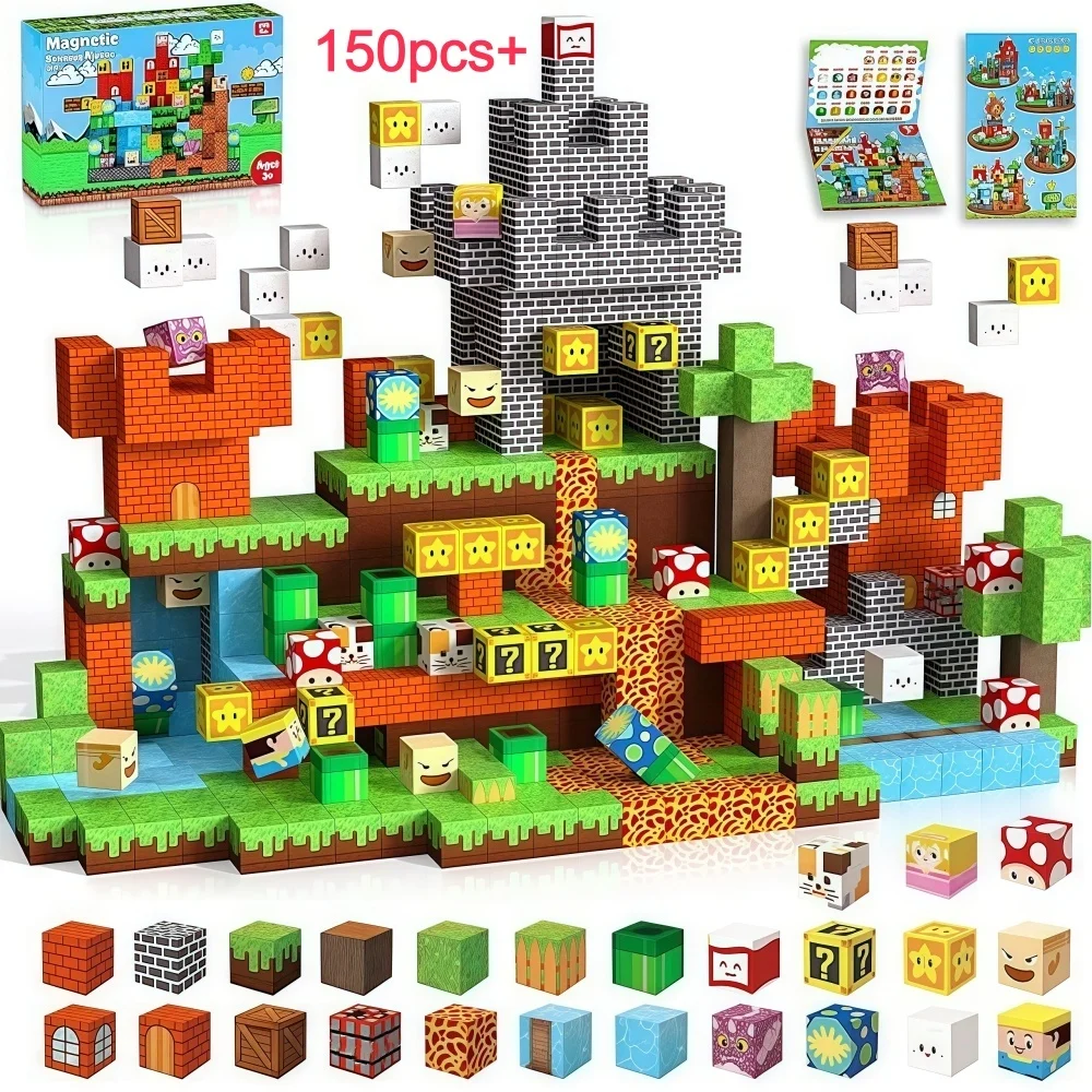 ตัวต่อแม่เหล็ก FUNXINEE ของเล่นเด็ก เกมสร้างโลกของฉันด้วยแม่เหล็ก ของขวัญวันเกิดและคริสต์มาสสำหรับเด็ก