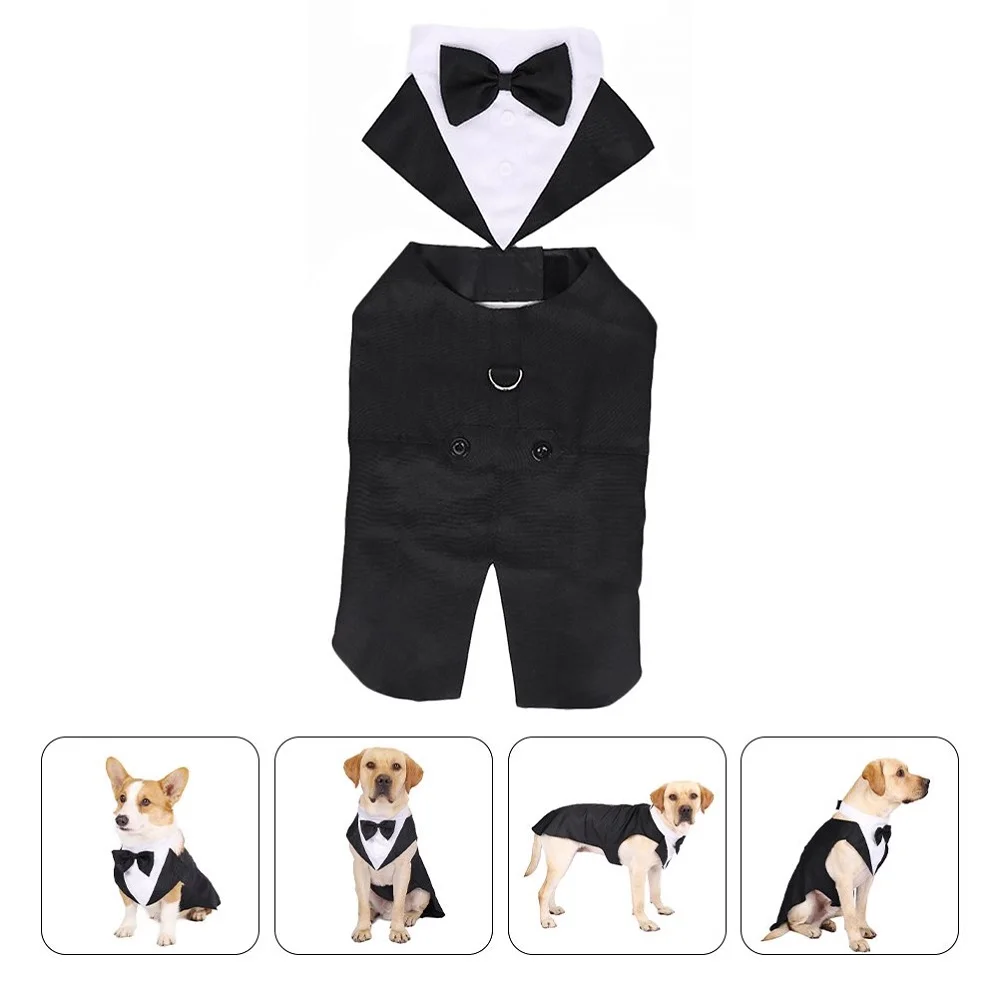 Camisa Negra Formal para perros medianos y grandes, traje de moda para fiesta, Cosplay, Golden Retriever, Bulldog samoyedo