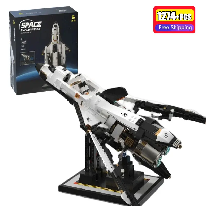 

1274 детали MOC: Конструктор «Космический шаттл Эксплорер», модель космического корабля и ракеты, развивающие кирпичики для детей