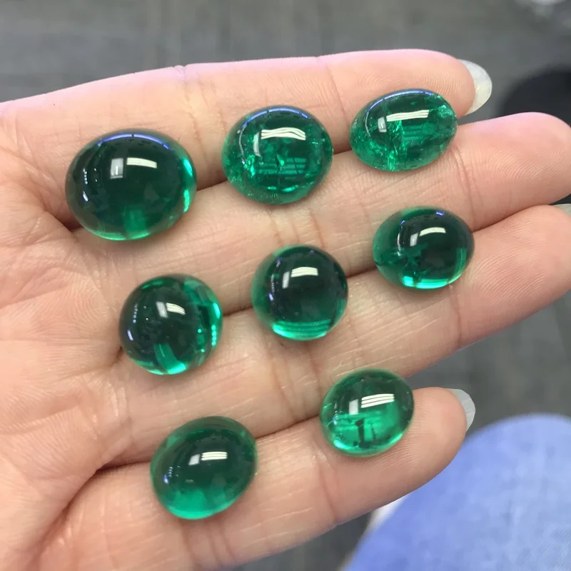 Pirmiana New Arrival Cabochon Cutting Lab Grown Emeralds Colombian Vivid Green Loose Gemstone for Jewelry Making