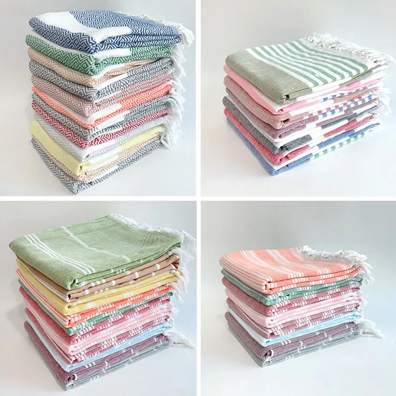 New Soft Turkish Striped Beach Towels Quick-Drying Absorbent Large Tassel Bath Towel Multifunctional Skin-Friendly Shawl Blanket