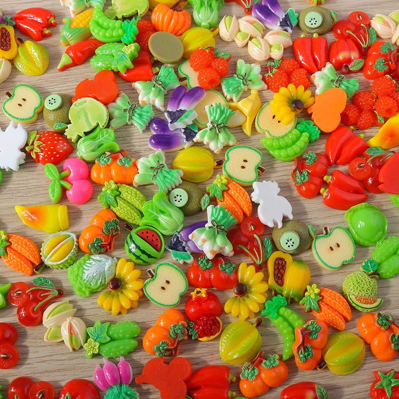 Tusember 15 Stück Niedliche Apfel-Erdbeer-Kirsch-Früchte Flache Harz-Cabochons Verzierungen DIY Scrapbooking für Haarnadeln und Broschen – Detail 4