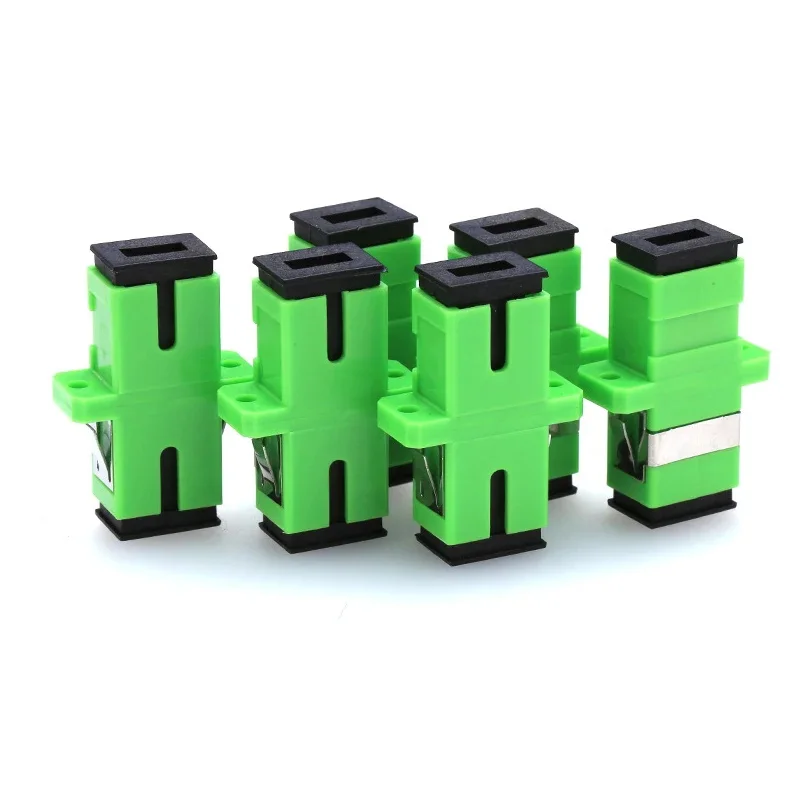 100pcs SCAPC Flange Fiber Optic Adapter Simplex Singlemode SC Optical Fiber Coupler APC Fiber Flange Connector