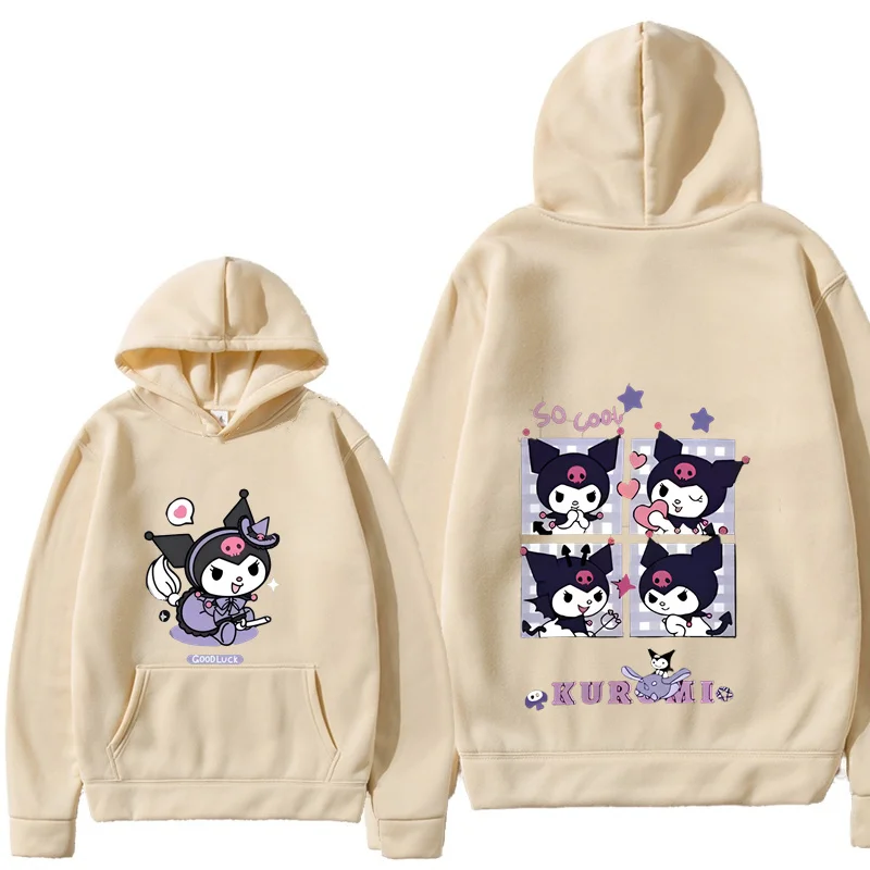 

Детская толстовка Kuromi Disney с 2D карманами для мальчиков и девочек от 2 до 12 лет, повседневная мода, спортивный уличный топ, милый и забавный
