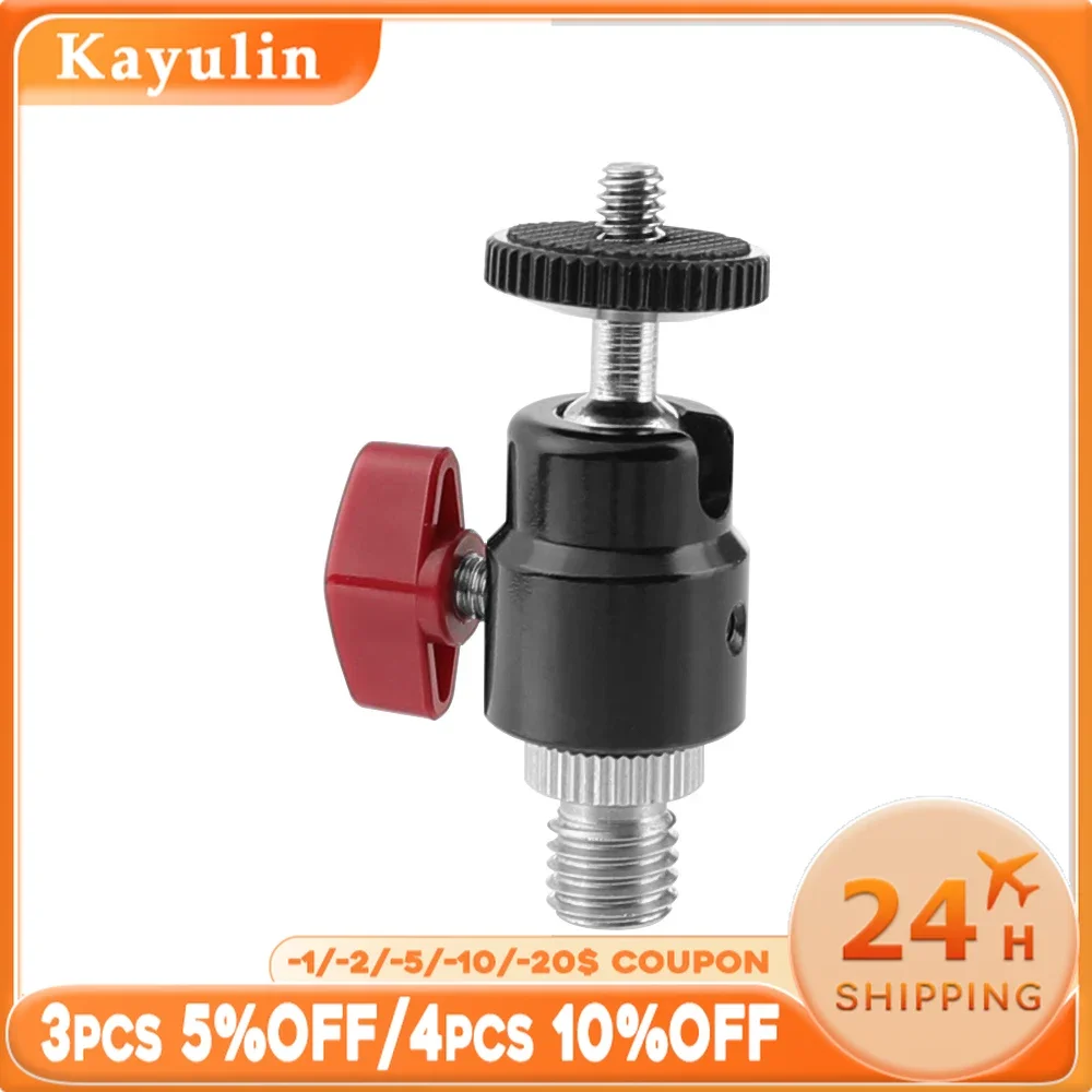 Kayulin Mini supporto per staffa Flash con testa a sfera con adattatore per vite a doppia estremità maschio da 1/4 "maschio a M12 per microfono Monitor fotocamera Dslr