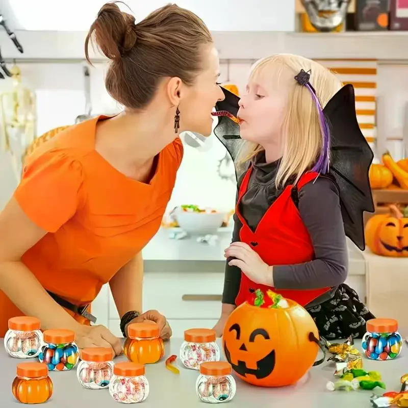 Transparent Pumpkin Candy Jars: 5/10Pcs Plastic Storage Boxes With Lids For Halloween Party Snacks