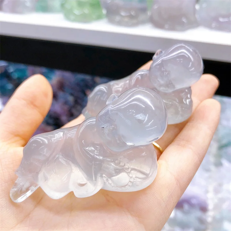 Natural Macron Fluorite Sleeping Acolyte Buddha Ornament Handicraft Energy Crystal Bedroom Office Decoration