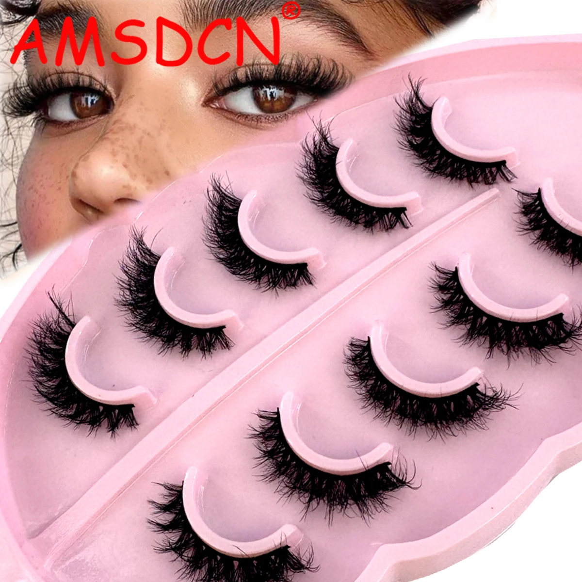 MSDCN 5 Pairs Mink Eyelashes False Eyelash Natural/Thick Long Eye Lashes Soft Fluffy Wispy 3D Lashes Eyelash Extension Makeup