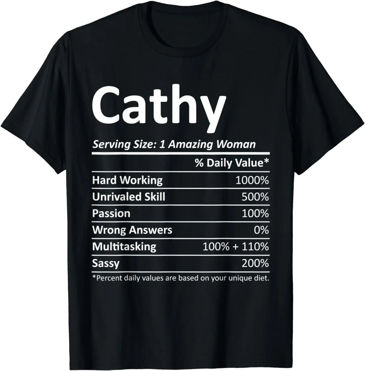 CATHY Nutrition Personalized Name Funny Christmas Gift Idea T-Shirt