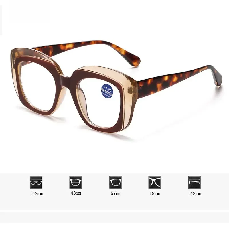 Neutrale Mode Übergroßen Rahmen Lesebrille frauen Neue Retro HD Objektiv Presbyopie Brille Luxus Weitsichtige Gläser Bis + 4,0 – Detail 6