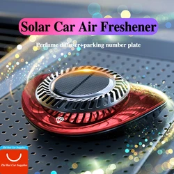 Solar Rotate Car Air Freshener Multifunctional Auto Flavoring Interior Accessories Car Perfume Diffuser Car Parking Number Plate