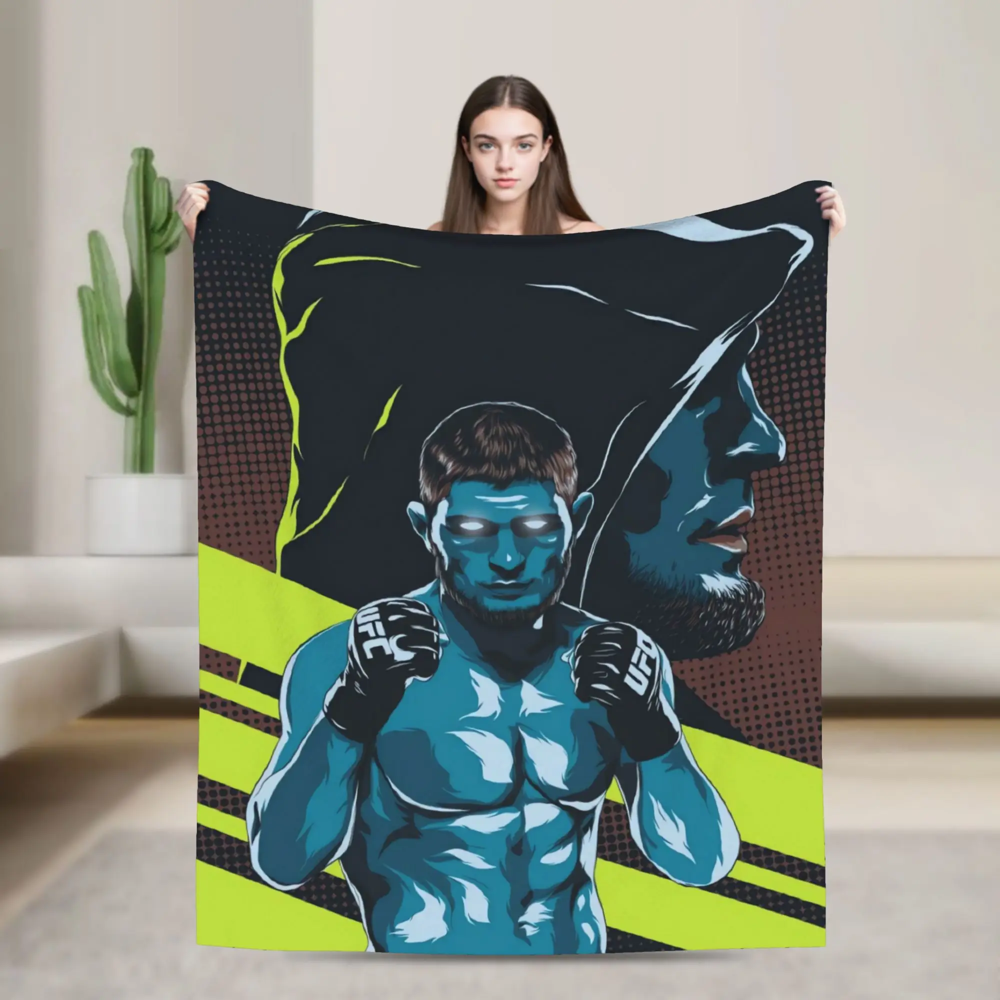Khabib Nurmagomedov  Warm Blanket  Camping Plush Throw Blanket Street Trend Couch Bed Flannel Bedspread Sofa Bed Cover
