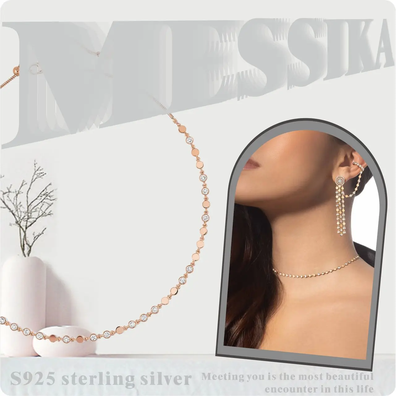 

Sterling silver s925 D-VIBES messi bead necklace for women is exquisite, luxurious, and ultra-high-end