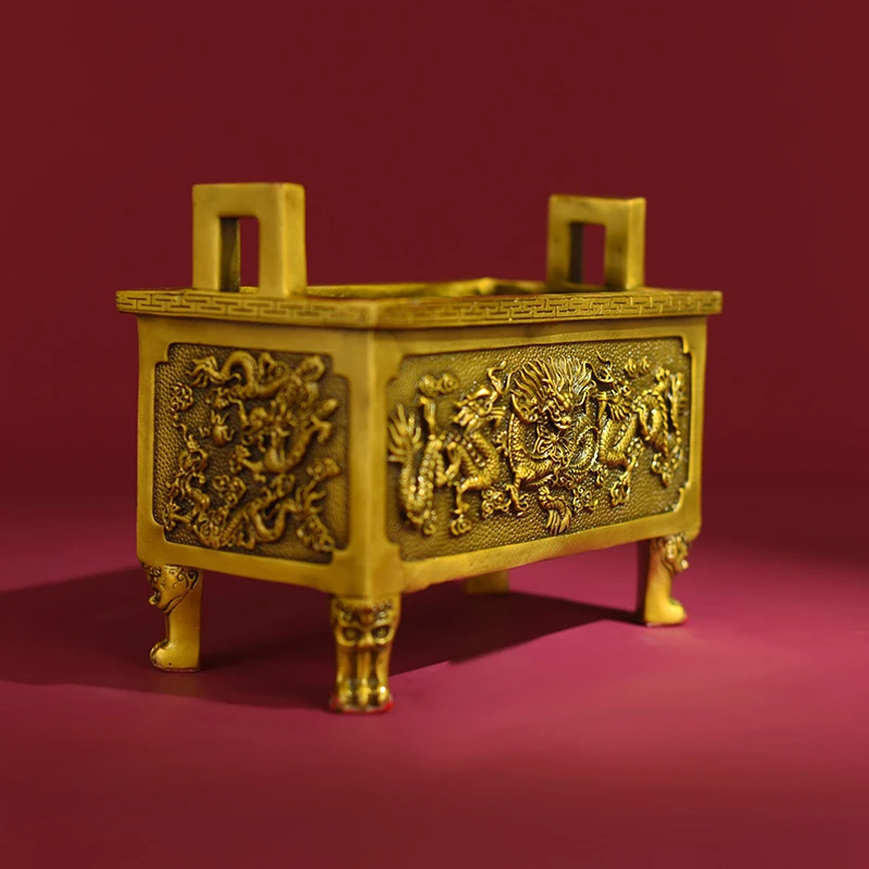 Cast Iron Burner Temples, Used Outdoors Burning Incense, Rectangular Shape For Ancestral Halls, Pure Copper Ince