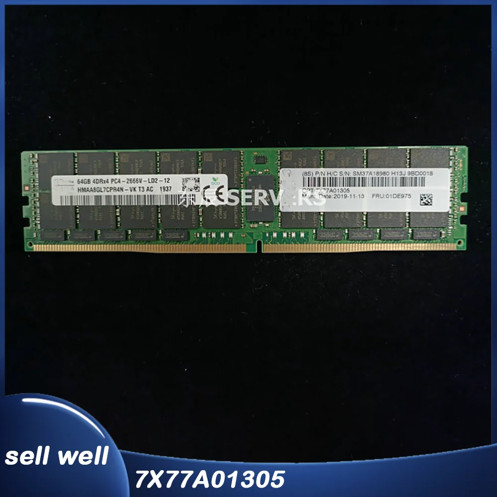 1Pcs For Lenovo 64G 4DRX4 PC4 2666V-L Server Memory 01DE975 7X77A01305