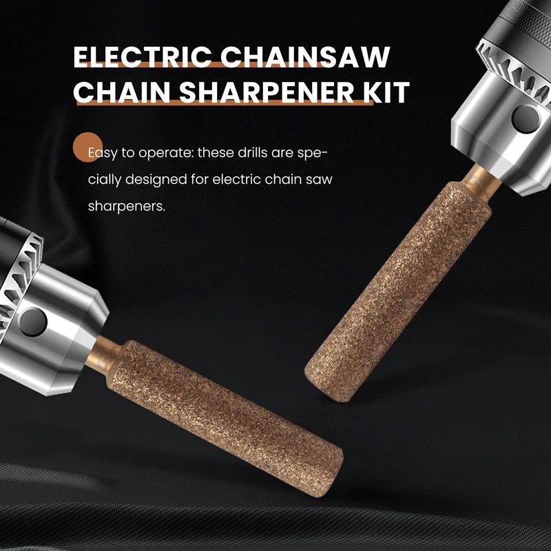 Electric Chainsaw Chain Sharpener Kit, 10Pc Titanium Plated Diamond Sharpening Wheels, High Hardness 3/16Inch Files