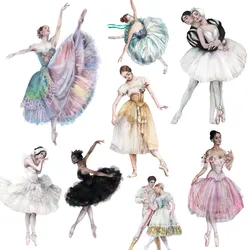 16Pcs/Pack Retro Ballet Girls Dancing Vintage Sticker DIY Craft Scrapbooking Album Junk Journal Decorative Stickers