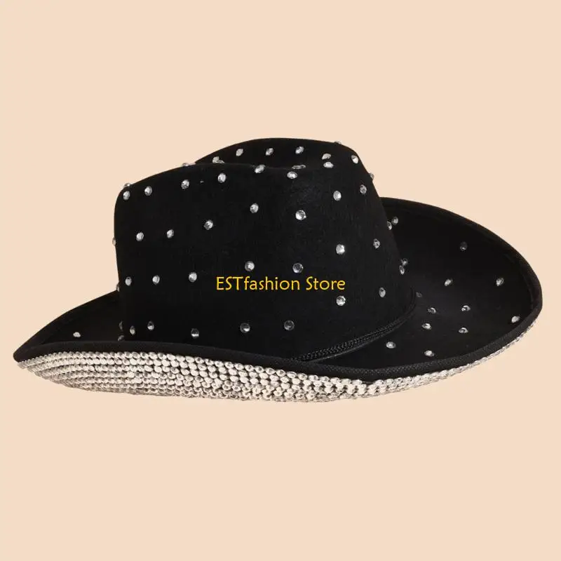 

Y5GC Ковбойская шляпа Панама с бахромой Ковбойская шляпа Панама для музыкальных фестивалей Ковбойская шляпа с блестящими