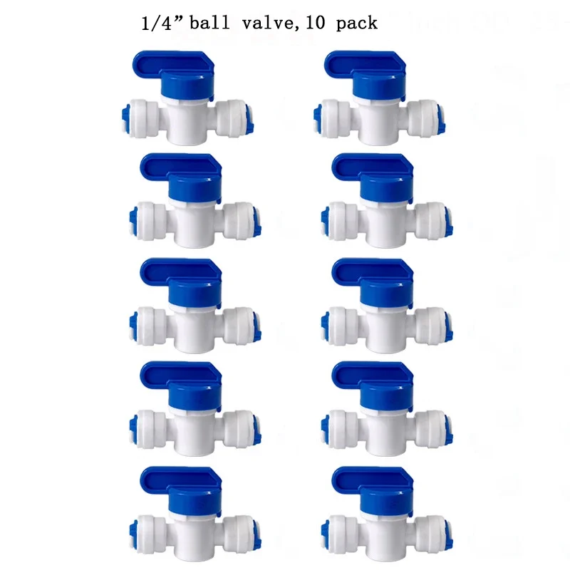 1/4" 3/8" buitendiameter Quick Connect Push In RO Waterbuis Recht T-stuk Elleboog Kogelkraan Fittings Kit 10. 25 PACK