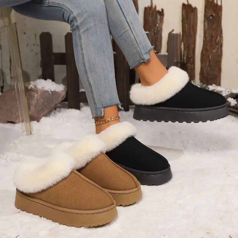 

Large thick soled snow boots for women 2024 winter new item with plush and thickened women's boots