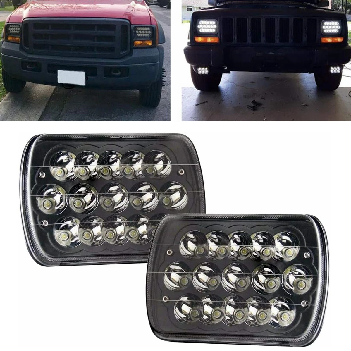 Rectangle H6054 LED Headlights 5x7 7x6 Inch Headlamp H4 6054 H5054 For S10 Blazer Express Van/Wrangler YJ XJ Cherokee Truck Van