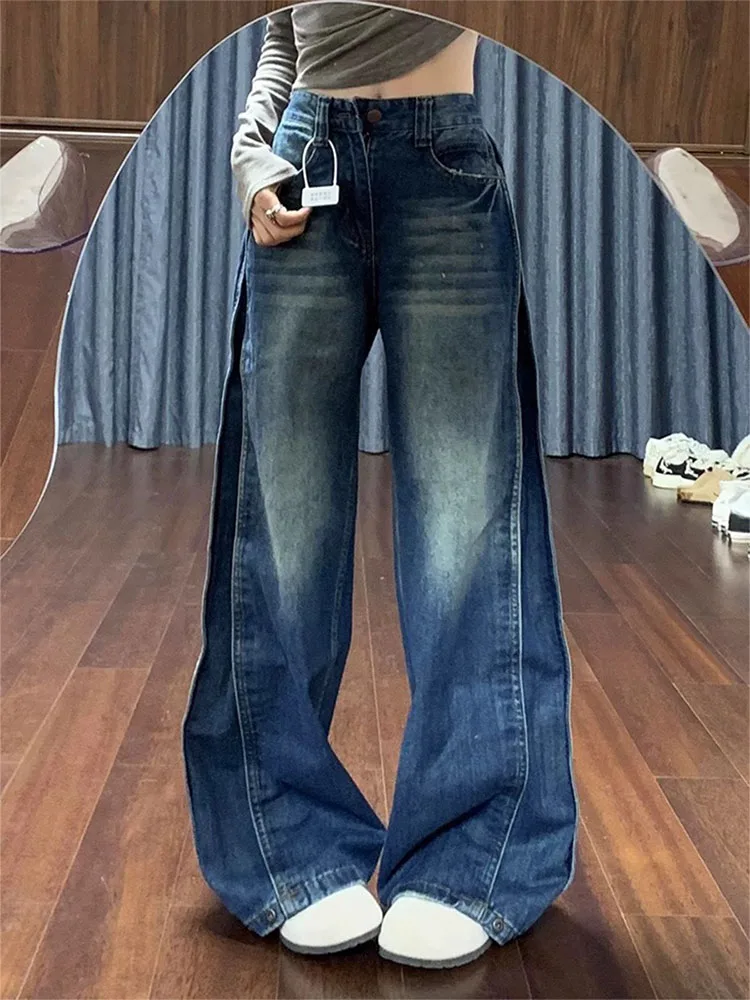 

High Waist Wide Leg Jeans Women's Loose Fit Straight Cut Denim Pants Long Casual Sle for Pear aped Body plus Size