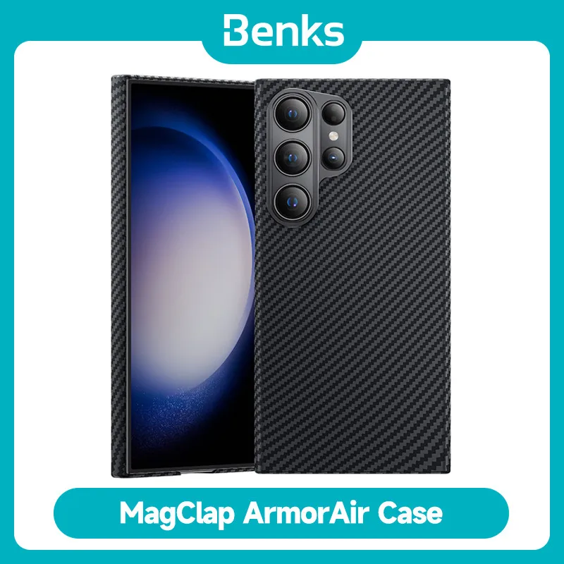 Benks-Magnetic ArmorAir Case for Samsung Galaxy S24 S24 + Ultra, 600D Kevlar Fiber, Thin and Lightweight, Minimalist Style Cover